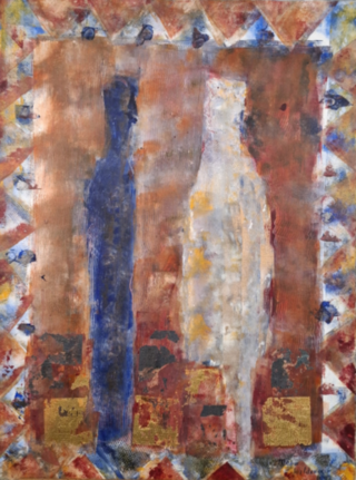 Acryl schilderij, Maya Wildevuur, Figuren, 1992